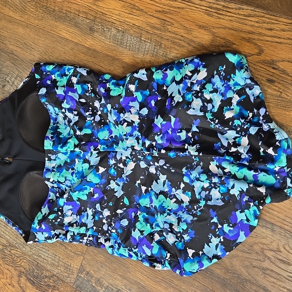 Speedo Womens One Piece Swimsuit - Blue and Black Floral - Picture 3 of 5